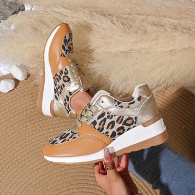 Neujahr flache Leopardenmuster Schnür-Freizeit-Sneaker Übergröße Vier-Jahreszeiten-EinzelSchuhe Laufschuhe