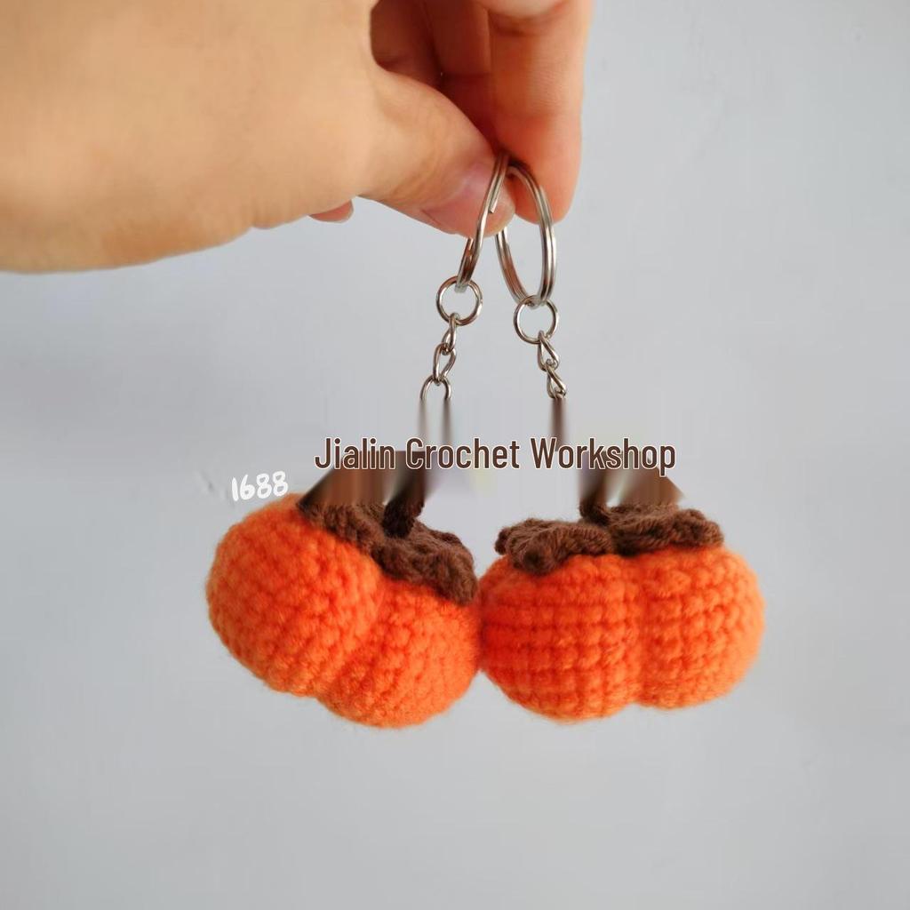 Handmade Cute Wool Crochet Persimmon Keychain Pendant
