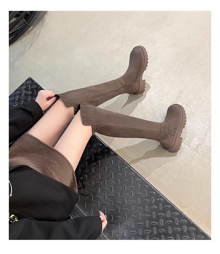 Uncle's same suede over-knee boots elastic thin boots long boots women's 2025 new long boots thick-soled high boots