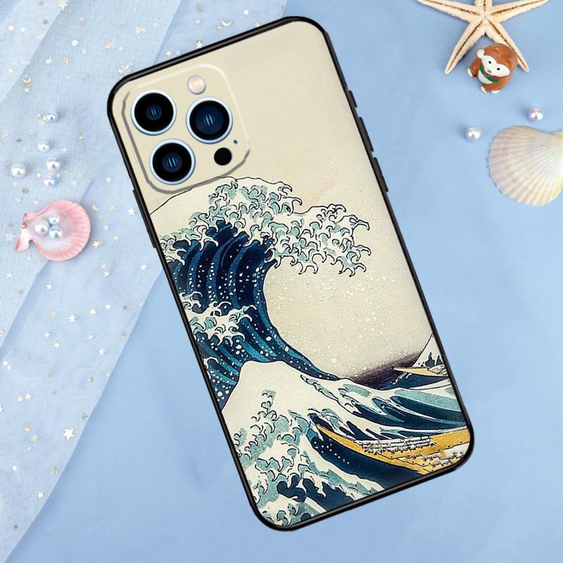 Japanese Great Wave of Kanagawa Phone Case For iPhone 14 13 12 11 15 16 Pro Max 7 8 Plus XR X XS Max 12 13 Mini Cover Case