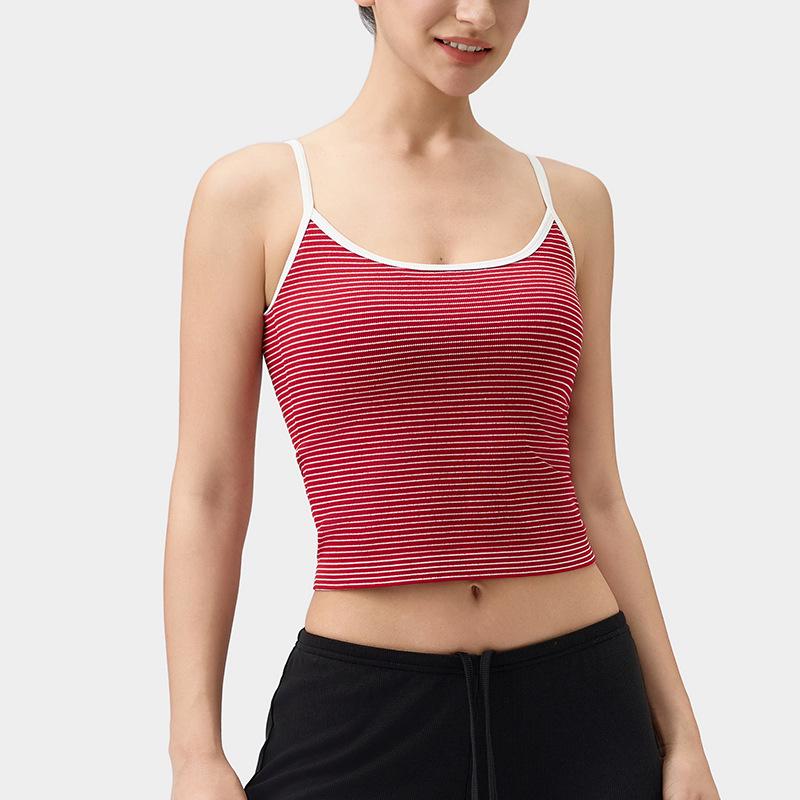 

Летний топ для йоги с нагрудными вкладышами - Высокоэластичный фитнес-жилет для женщин Small красный