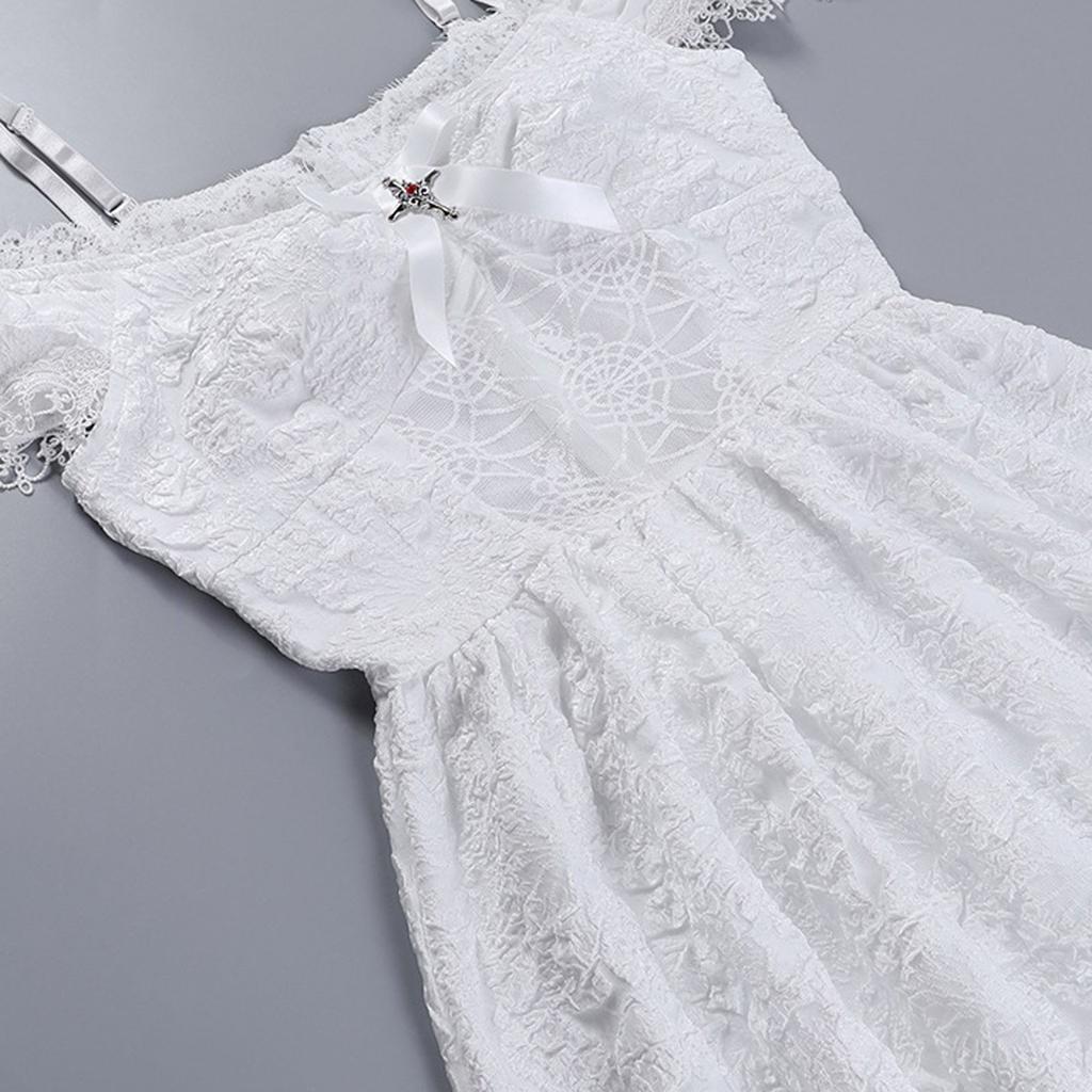 (Joy choose)Women's Gothic Punk Solid Color Lace Patchwork Mini Dress Dress