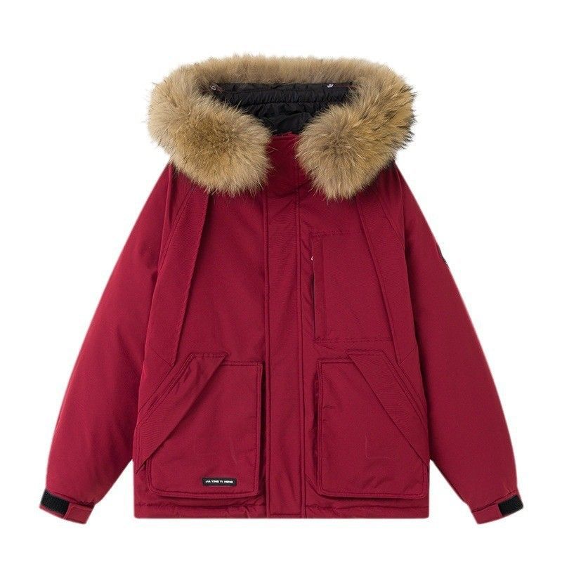 New Workwear Down Jacket for Women, Thickened and Warm, Large Fur Collar Pie Jacket, Winter Coat for Small People