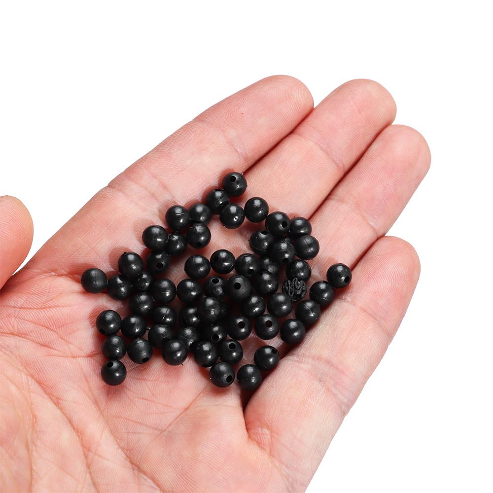 100PCS 3mm-12mm Plastic Black Round Fishing Floats Beads Spacer Stopper Soft Hard Beans Fishing Lures Bait Hook Rig Accessories