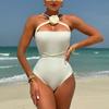European and American One-piece Bikini Drawstring Strap Swimsuit