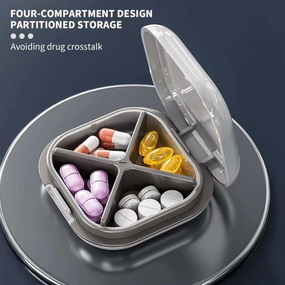 4-grid Pill Organizer Mini Portable Daily Travel Tablet Case for Vitamin Cod Liver Oil Supplement Container Medicine Storage Box