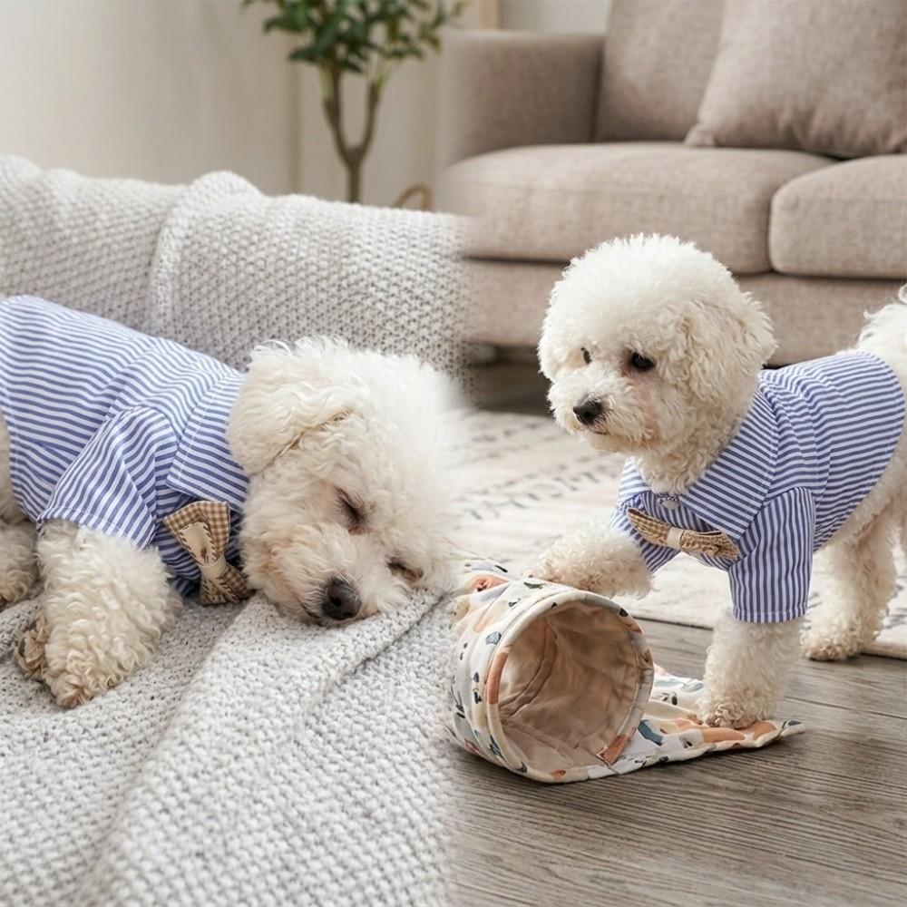 Striped Pattern Pet Clothes Thin Lightweight Canine Apparel Small Breed Dog Shirt  Home Leisure