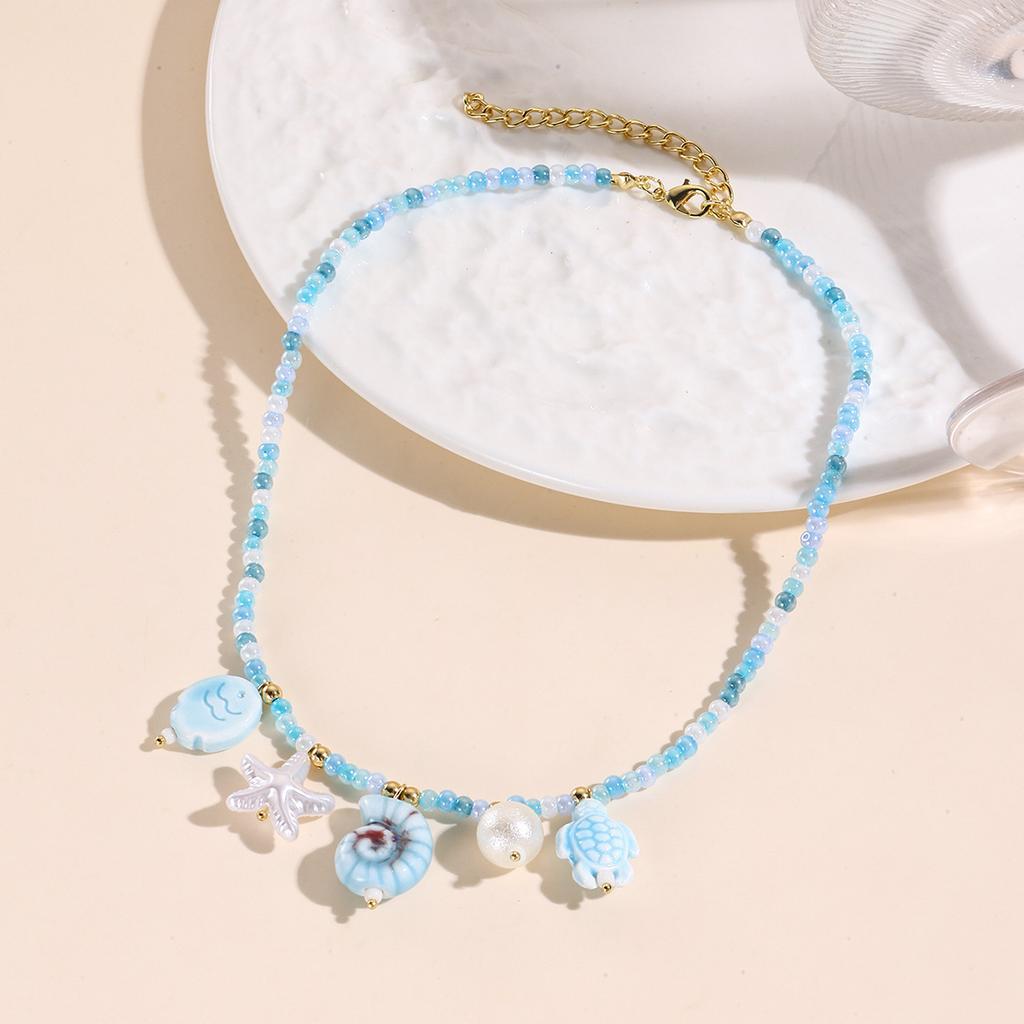 Beaded Temperament Light Luxury Three-Dimensional Irregular Necklace Imitation Conch Sea Fish Starfish Beads