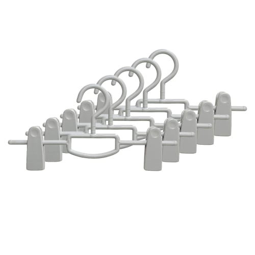 Shinko Hanger Skirt Hangers, 34cm Wide, with Large Clips and Rotating Hooks, Stylish, Fits Skirts, Slacks, and Pants, Made In Japan, Gray, Set of 5