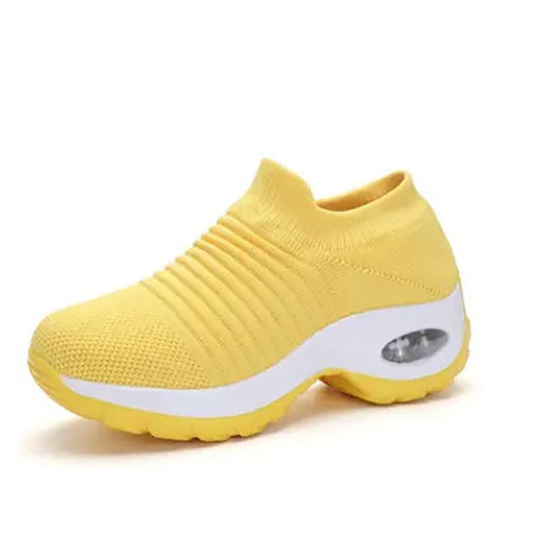 Women's Plus Size Air Cushion Single Shoes Casual Flyknit Ultra Lightweight Sports Shoes Thick Soled Sneaker Solid Color 35-44