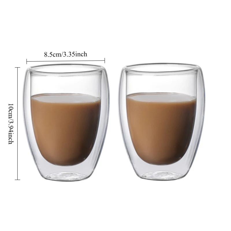 80ml/225ml/320ml Double Wall Glass Cup Latte Coffee Cup Household Cocktail Glass Juice Mug Heat-resisting Water Bottle Glassware