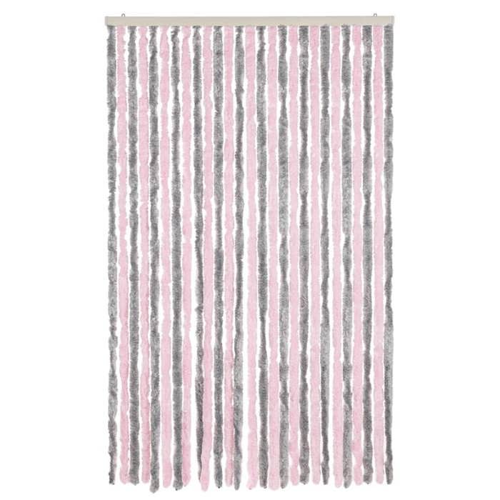 VidaXL Fly Curtain Silver Grey and Pink 118x220 Cm Chenille, Door Fly Curtain, Insect Curtain of 4004886