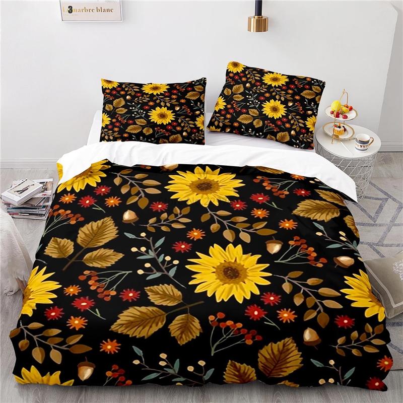 Sunflower Flower Printed Bedding Set Art Home Decoration 3d Duvet Cover Pillowcase Single Double Twin Full Queen King Bedclothes