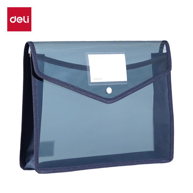 Deli Mesh-Edged Snap Document Bag with Handle синий