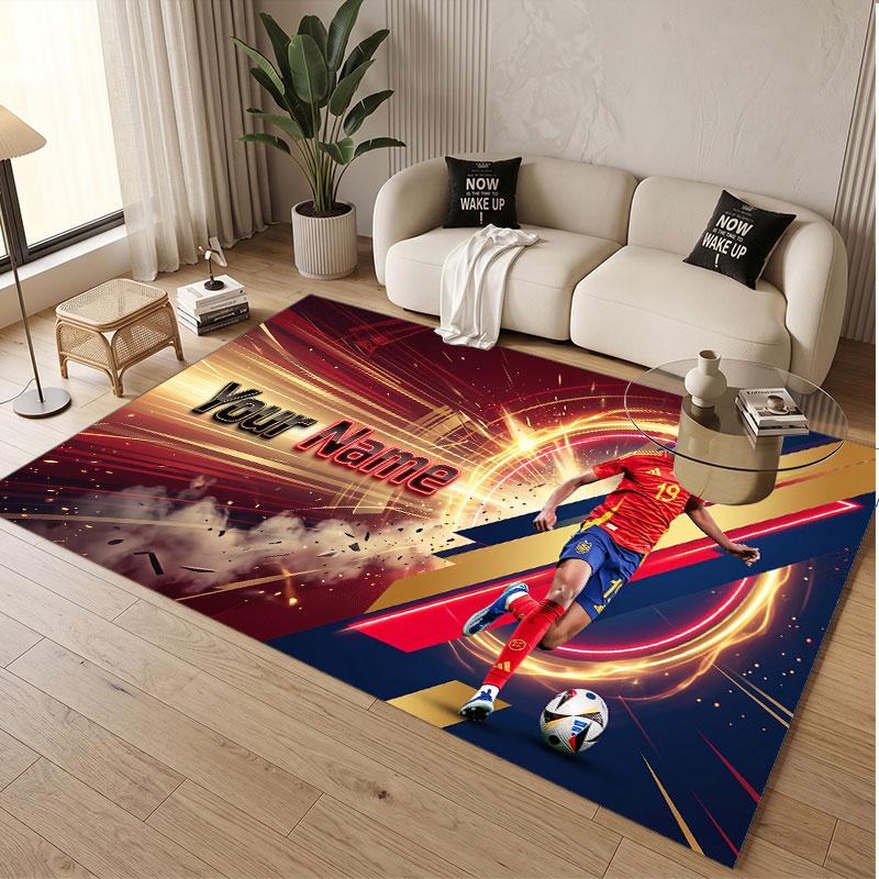 Custom Rug Lamine Yamal Pattern Print Name Text Soft Non‑Slip Floor Carpet for Home Indoor Decoration