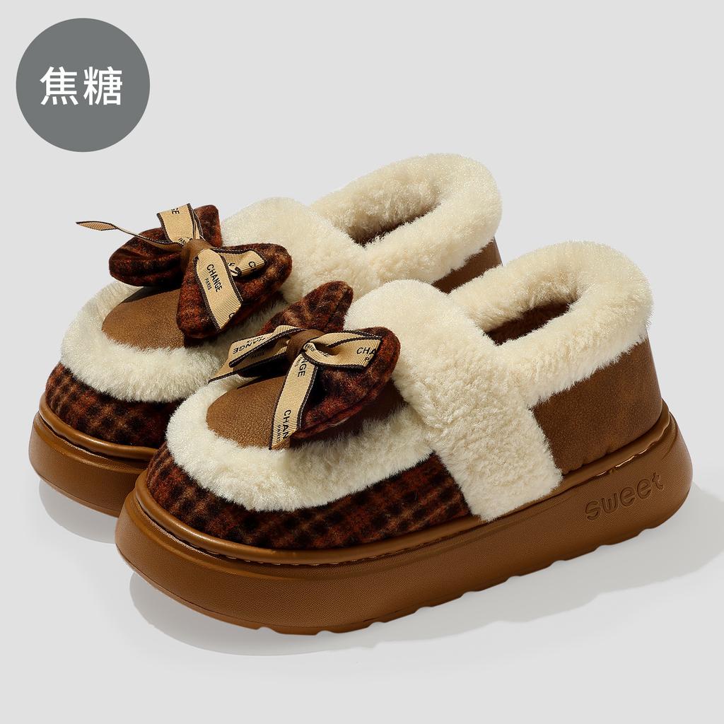 Schleife Baumwollpantoffeln Winter Cartoon Tasche und Baumwollmopp warme Plüsch rutschfeste weiche Sohle Baumwollpantoffeln