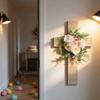 2026 Easter Cross Simulation Flower Decoration Cross Symbol Easter Wreath Easter Religious Long-Lasting 3D Floral Wreath