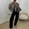 Spring New Women's Clothing Korean Style Loose Casual Minimalist Polo Collar Long Sleeves Soft Woolen Zipper Jacket Outwear