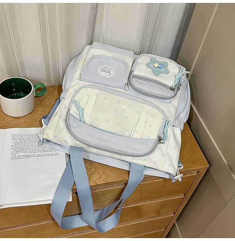 Školní taška Japonský ins nový vysoce kvalitní svěží a sladká kontrastní barevná patchworková batoh pro studenty základní školy lehký cestovní batoh