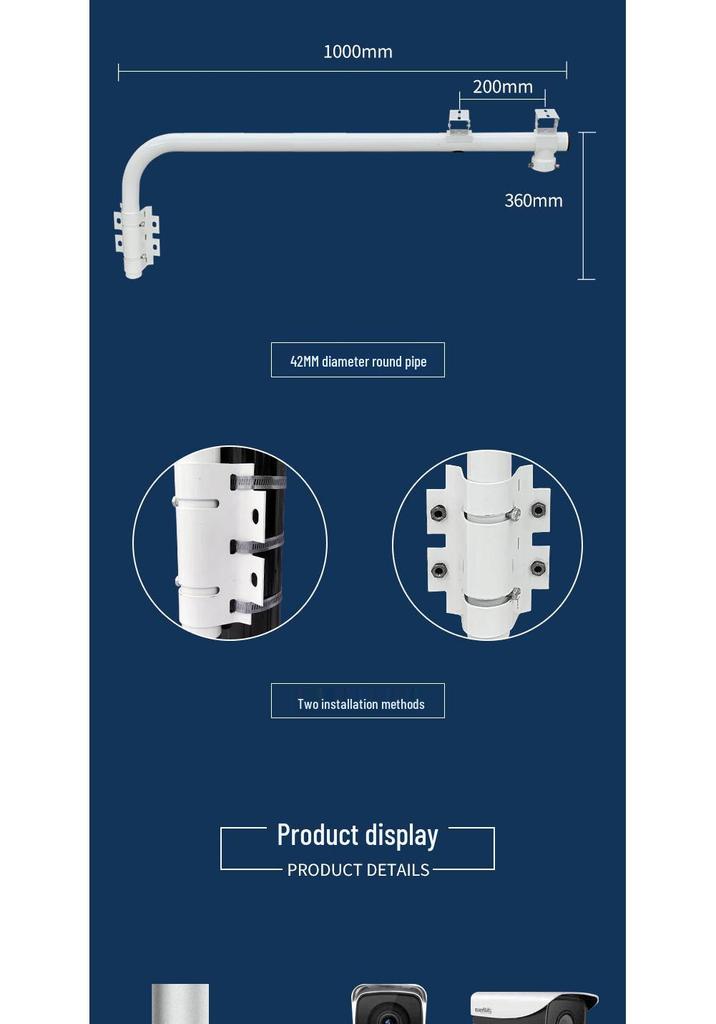 ZSX4100 Outdoor Monitoring Bracket, Swivel Wall/Pole Mount with 42mm Tube and 100CM Horizontal Arm
