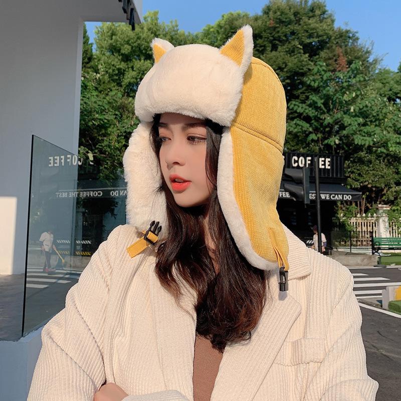 

Korean Style Cute Women s Windproof Hat - Autumn/Winter Warm Cotton Lei Feng Child Size (50-54cm) рожевий