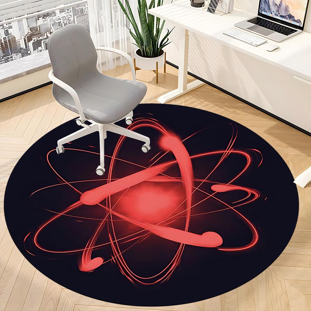 1pc Atom Science Carpet for Office Non Slip, Round Carpet, Soft & Comfortable, Carpet for Office, Lightweight Round Floor Mat