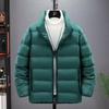 Men's Casual Solid-color Stand-up Collar Cotton-padded Jacket, Men's Thick And Warm Long-sleeved Coat With Added Cotton