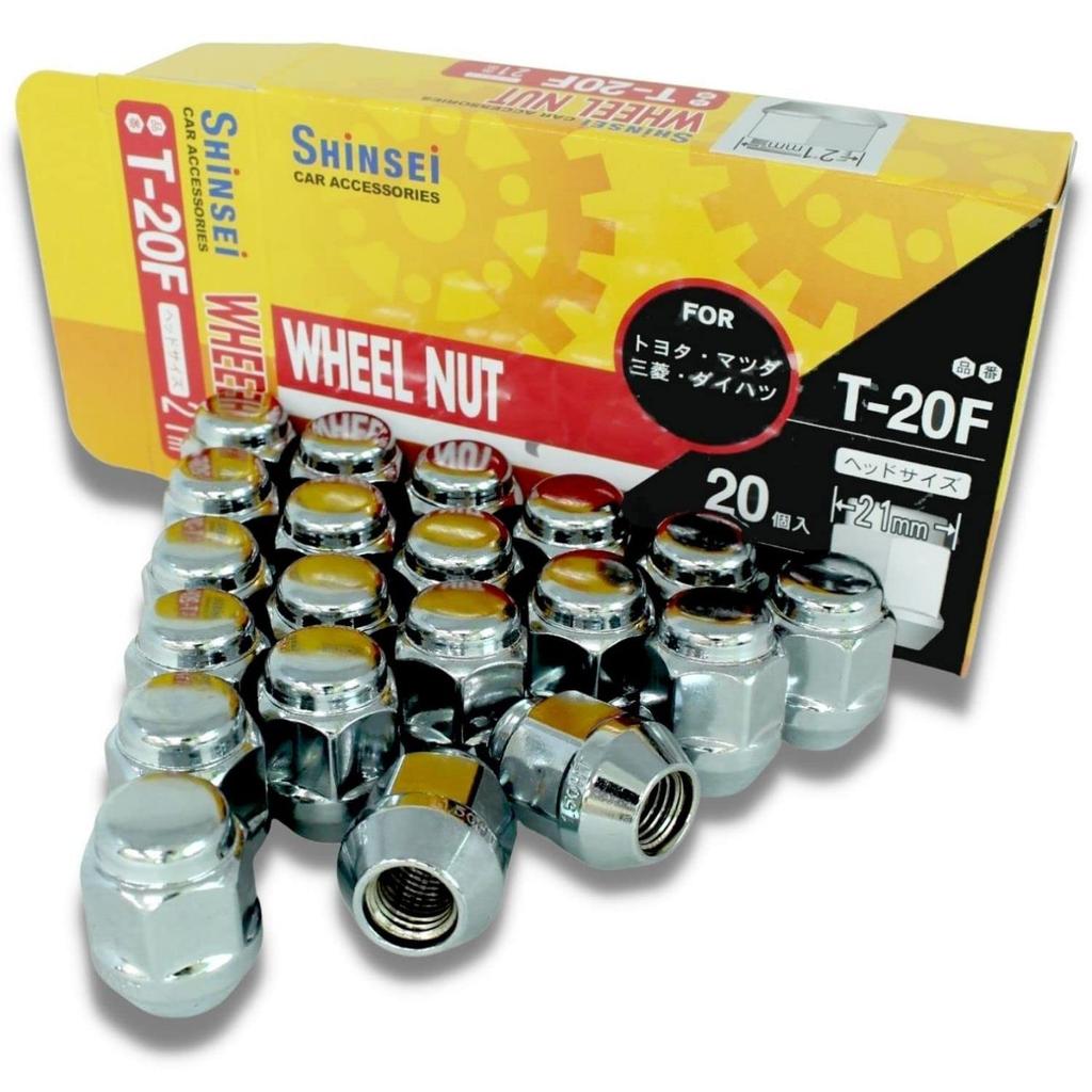 Shinsei T-20F Wheel Nut M12 X P1.5 Taper Seat 60° 20 Pieces Carbon Steel for Mechanical Structure