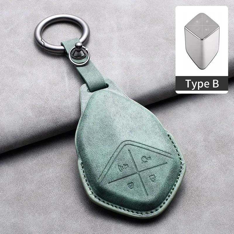 Leather Car Remote Key Case Cover for Changan Deepal S7 SL03 G318 2025 2025 Car Key Fob Shell 4 Buttons Holder Keychain