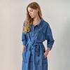 Out Pocket Belted Denim Dress Long Ze09qp500nh