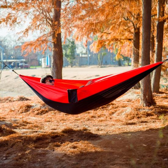 Outdoor Hammock Patchwork Color Anti-Rollover Wide Design Moisture-Proof Pad Outdoor Sleeping Hammock Color-Blocking Resting Equipment