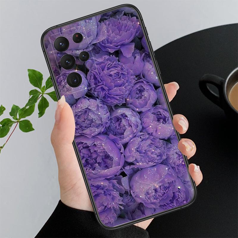 Purple Flower Rose Peony Cherry Phone Case For Samsung Galaxy S26 S25 S24 S23 S22 Ultra S23 S22 S25 Plus S24 FE S26Edge