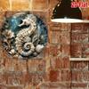 Metallposter Seepferdchen Rund 8x8 Zoll Wandkunst Marine Blechschild
