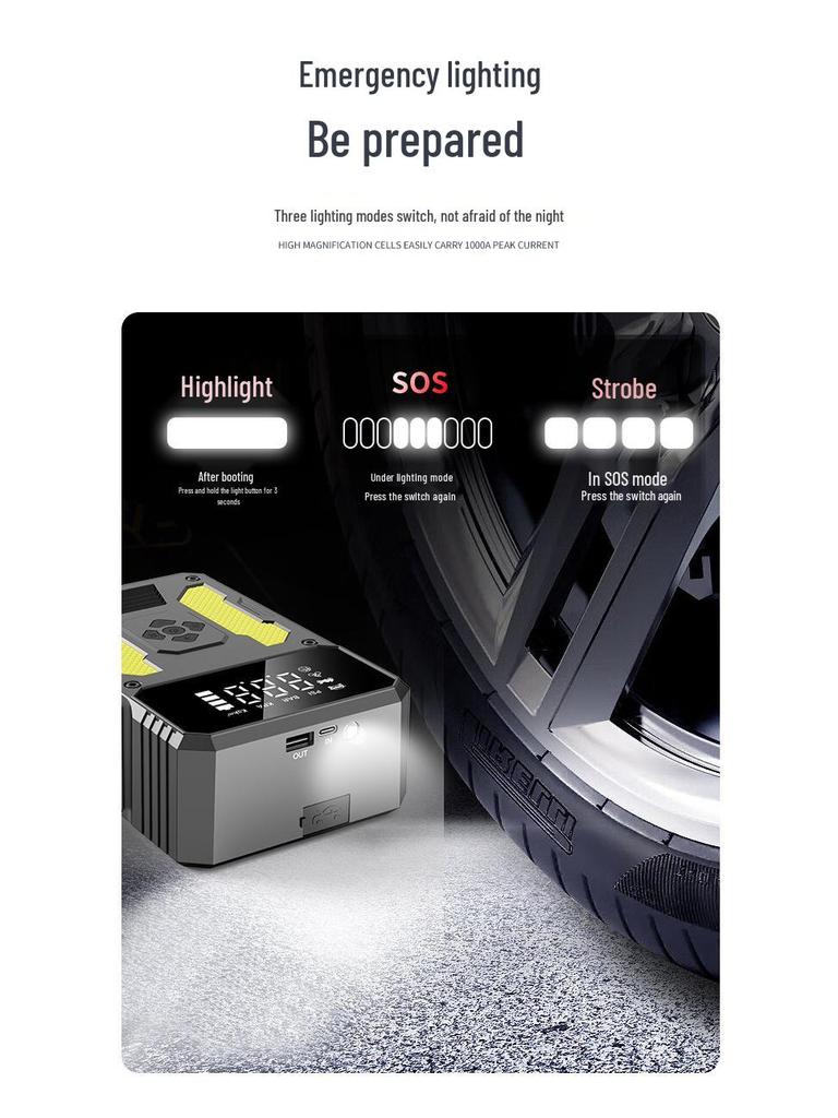 Portable Mini Air Pump & Car Emergency Jump Starter Power Bank