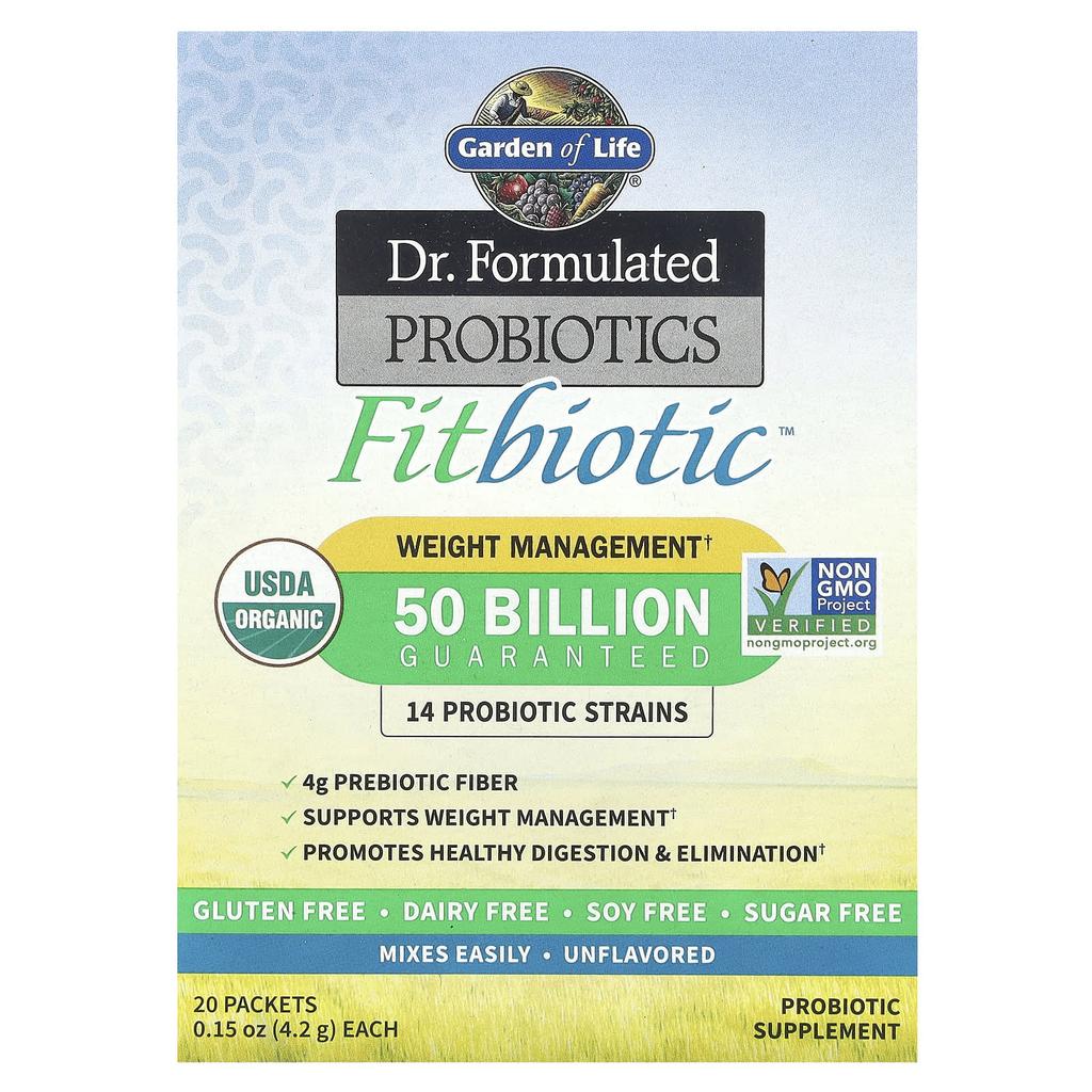 Doctor's Probiotics, Fitbiotic™, Unflavored, 50 Billion CFU, 20 Packets, 4.2G (0.15Oz) Each