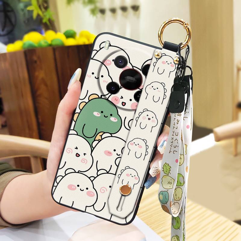 Silikonowe etui na telefon z smyczą dla ZTE Blade V70 Max/Nubia V70 Max Pyłoszczelny pasek na nadgarstek Podstawka Odporny na uderzenia Tylny pokrowiec