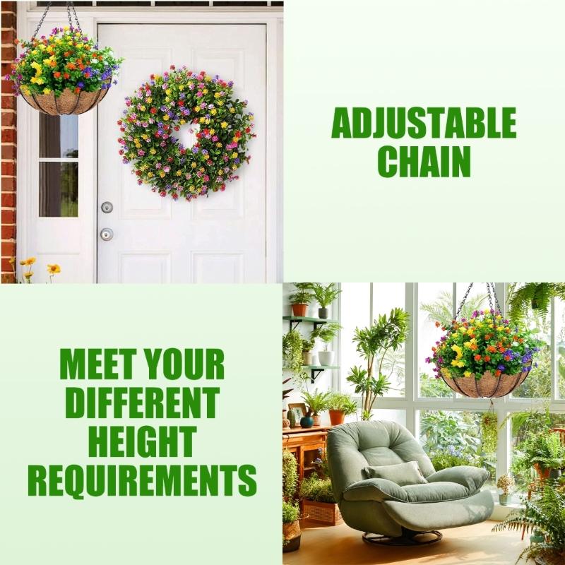 6Pcs Plant Hanger Hook Double Hook Hanging Chain Adjustable Length Ceiling Hook for Flower Pot Basket Bird Feeders
