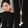 Autumn And Winter Pearl Sweater Chain Fashion Temperament Pull Adjustment Pearl Pendant Pull Long Necklace Women