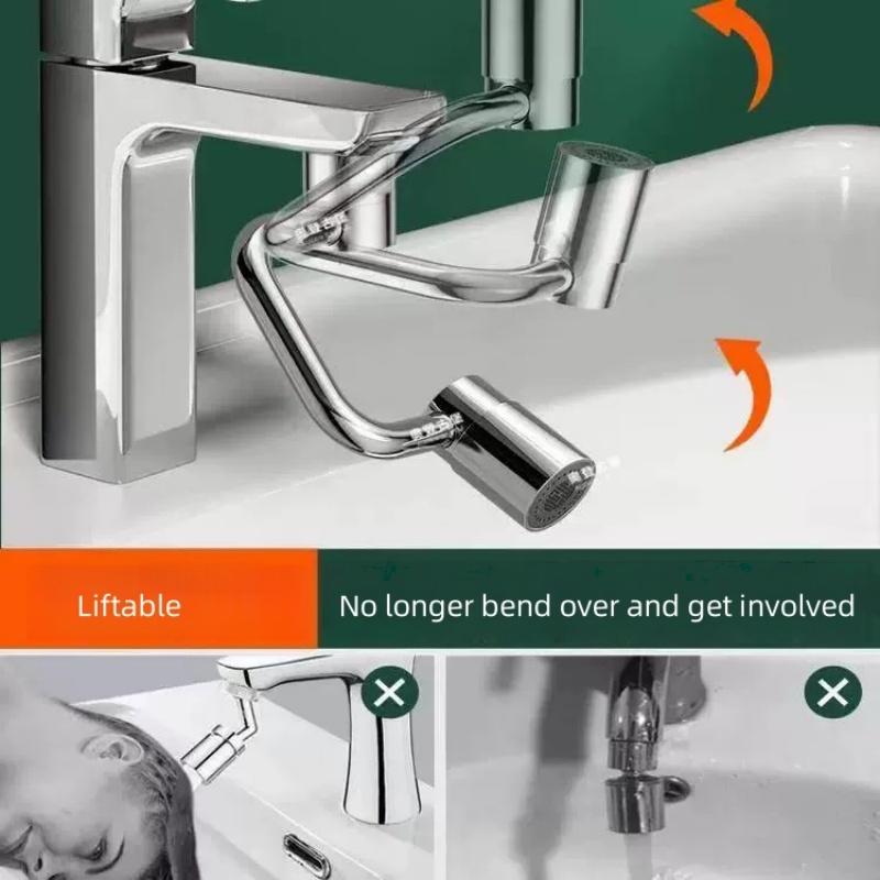 Single Gear/Double Gear Universal Swivel Faucet Extender Splash-Proof Kitchen Sink Faucet Aerator Extension with Adjustable Robotic Arm