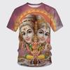Unique Spiritual Hindu Deity Print Short-sleeved T-shirt