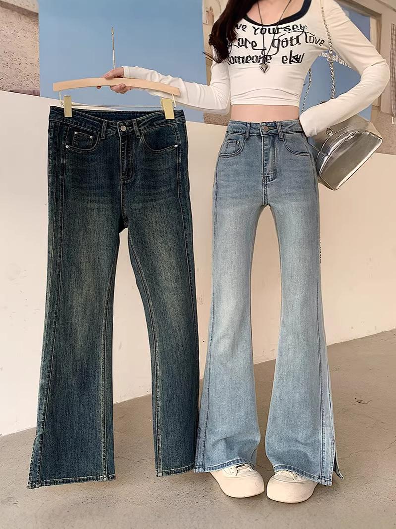 2026 Spring Plus Size Women s Retro Flare High-Waist Jeans L