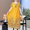Elegante lange Kleider mit Ärmeln Übergröße Lässiges lockeres Kurzarm-Vintage-Kleid für Damen Sommerkleidung