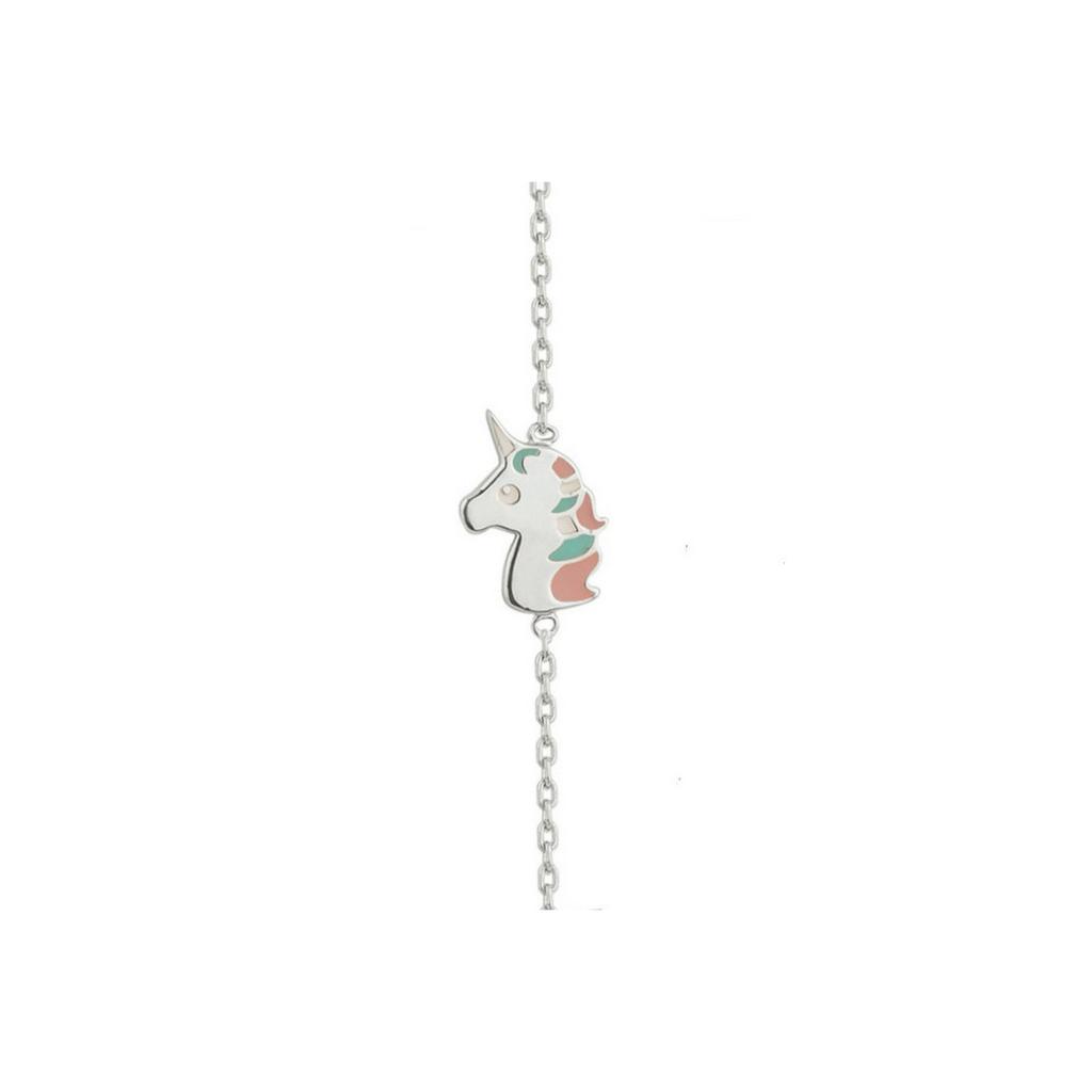 Unicorn Charm Children's Bracelet In Sterling Silver 925 ° / 00 - 16cm