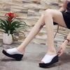 Slippers for Women Summer Open-toe Platform Sandals Lightweight Pu Leather Slipper Womens Mules Slippers Fashion Wedges Slippers