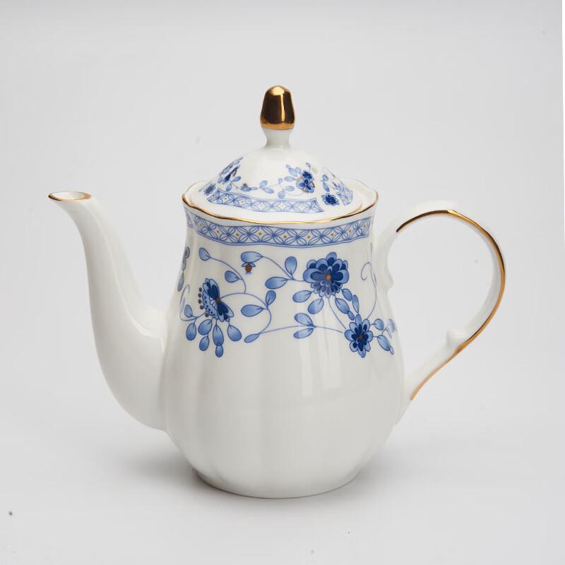 Changqi Blue and White Gold Rim Bone China Coffee Set