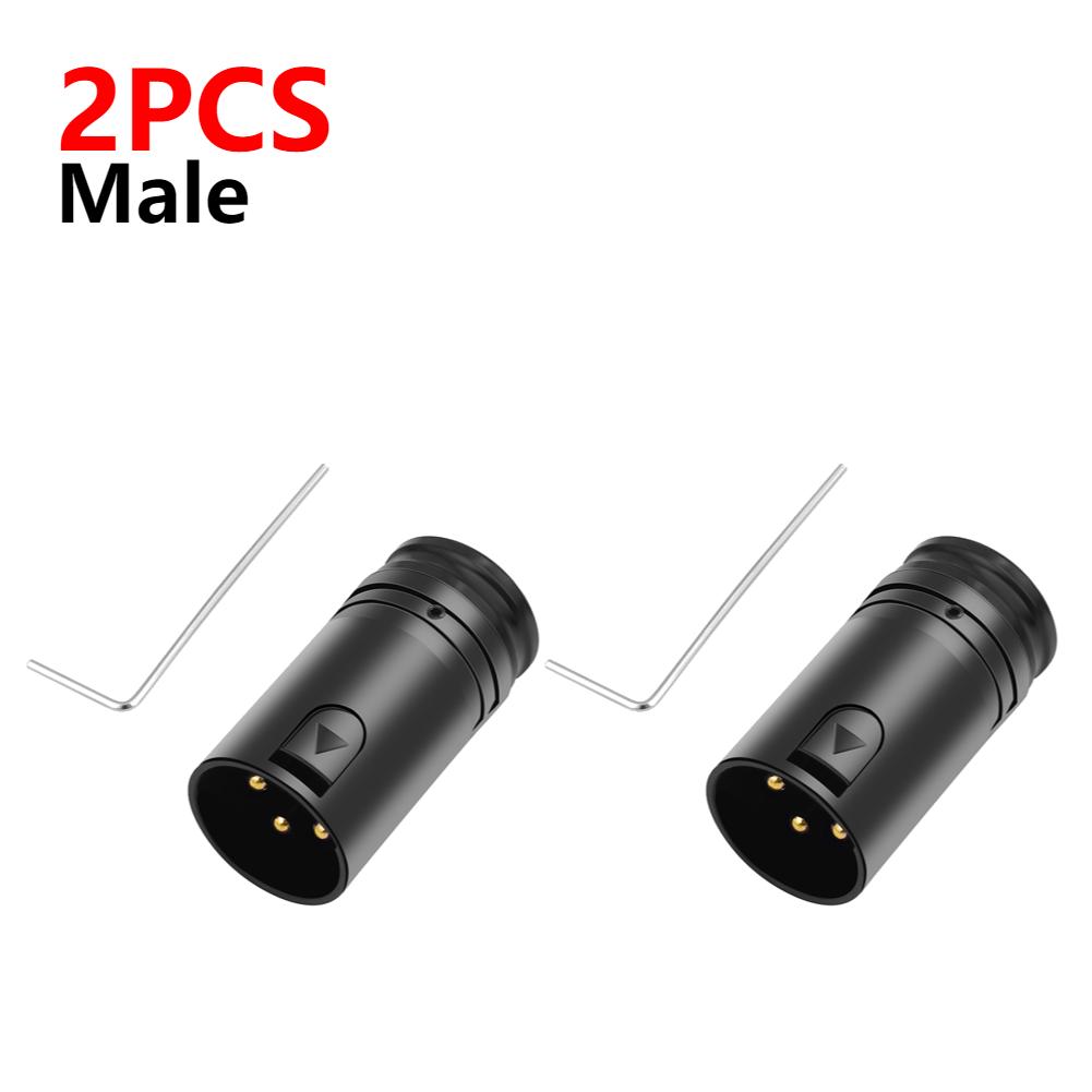 1-5PCS Male To Male/Female To Female XLR Audio Gold Plated Connector Plug with Wrench Black Shell 3 Pin XLR Solder Connector