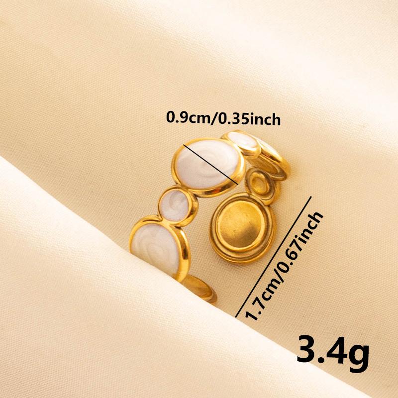 Bohemian Gold Color White Enamel Open Rings Luxury Irregular Stainless Steel Adjustable Finger Ring Women Charm Jewelry Gifts