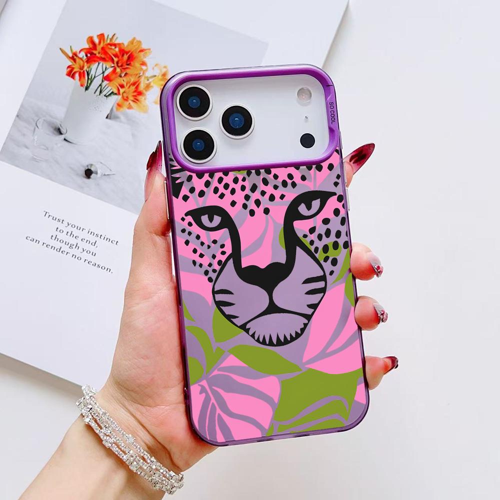 Abstract Leopard Phone Case For iPhone 17 16 15 14 13 12 11 Pro Max Air Matte Laser Aurora Shockproof Funda