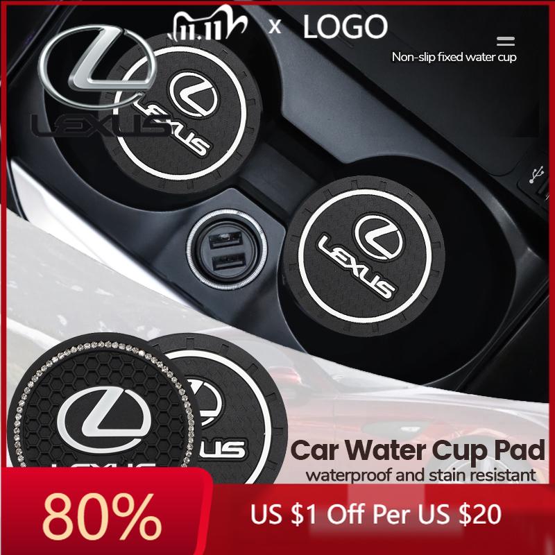 2026 Hot Interior Stickers 2Pcs Car Interior Coaster Water Cup Anti-slip Pad Decorate Mat For Lexus F SPORT ES UX 300e GS GX IS ADV1