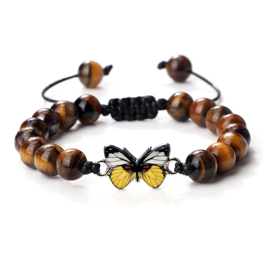 Adjustable Hand-Woven Bracelet with Butterfly Pendant for Women, Men's Gift, In Stock
